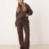 Gina Tricot Loose Fit Straight Leg Joggers In Dark Brown For Women -Curated Apparel Shop 207787608 1 darkbrown