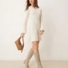 Gina Tricot Knitted Rib Skater Crew Neck Mini Dress In Off White For Women -Curated Apparel Shop 207787649 1 offwhite