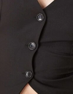 Gina Tricot High V-neck Waistcoat In Black For Women -Curated Apparel Shop 207787738 3