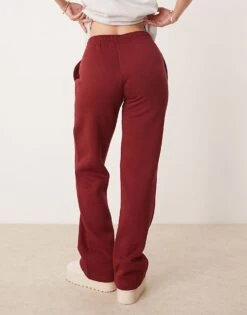 Gina Tricot Loose Fit Straight Leg Joggers In Dark Red For Women -Curated Apparel Shop 207787762 4