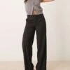 Gina Tricot Tailored Wide Leg Trousers With Flat Front In Black Pinstripe For Women -Curated Apparel Shop 207787770 1 blackpinstripe