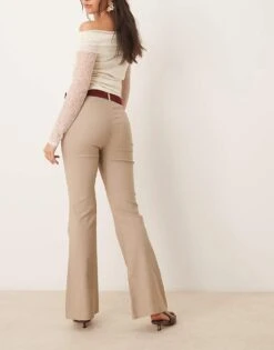 Gina Tricot Bootcut Trousers In Taupe For Women Beige -Curated Apparel Shop 207787866 3