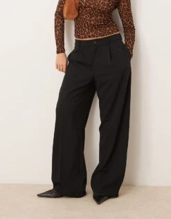 Gina Tricot Tailored Wide Leg Trousers With Pleat Front In Black For Women -Curated Apparel Shop 207787918 5