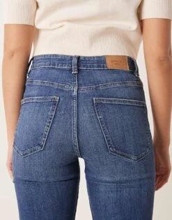 Gina Tricot High Rise Flare Leg Stretch Jeans In Rich Blue Wash For Women -Curated Apparel Shop 207787919 4