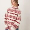 Gina Tricot Red Hearts Jacquard Pattern Knitted Relaxed Fit Sweater In Cream For Women Multi -Curated Apparel Shop 207787935 1 multi