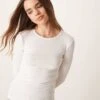 Gina Tricot Jersey Rib Round Neck Long Sleeve Top In Off White For Women -Curated Apparel Shop 207787963 1 white
