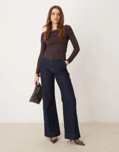 Gina Tricot Long Sleeve Drapey Top In Brown For Women -Curated Apparel Shop 207787983 3