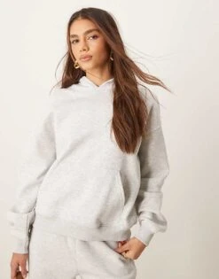 Gina Tricot Relaxed Hoodie In Light Grey Melange For Women