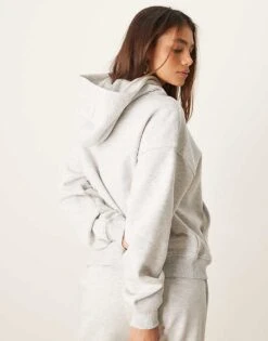 Gina Tricot Relaxed Hoodie In Light Grey Melange For Women -Curated Apparel Shop 207810191 4