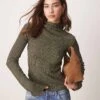 Gina Tricot Textured Funnel Neck Long Sleeve Top In Khaki Olive For Women -Curated Apparel Shop 207810210 1 khakiolive