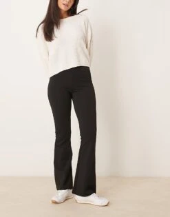 Gina Tricot Jersey Flare Trousers In Black For Women