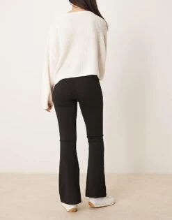 Gina Tricot Jersey Flare Trousers In Black For Women -Curated Apparel Shop 207810256 3