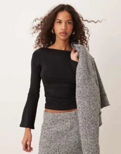 Gina Tricot Soft Touch Boatneck Top In Black For Women