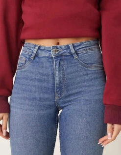 Gina Tricot Molly High Waist Super Skinny Stretch Jeans In Mid Washed Blue For Women -Curated Apparel Shop 207810301 5