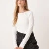 Gina Tricot Soft Touch Round Neck Jersey Long Sleeve Top In Off White For Women -Curated Apparel Shop 207810341 1 offwhite
