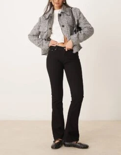 Gina Tricot Low Rise Flare Leg Stretch Jeans In Clean Black For Women -Curated Apparel Shop 207810359 1 black 1