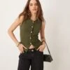 Gina Tricot Waistcoat In Khaki Olive Green For Women -Curated Apparel Shop 207810378 1 olivegreen