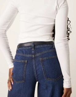 Gina Tricot Clean Belt With Gold Matt Metal Buckle In Black For Women -Curated Apparel Shop 207831364 3