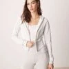 Gina Tricot Slim Fit Zip Through Hoodie In Light Grey Melange For Women -Curated Apparel Shop 207913616 1 lightgreymelange