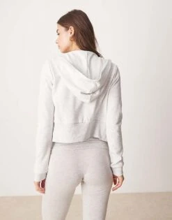 Gina Tricot Slim Fit Zip Through Hoodie In Light Grey Melange For Women -Curated Apparel Shop 207913616 4