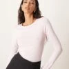Gina Tricot Soft Touch Jersey Long Sleeve Top With Round Neck In Pink For Women -Curated Apparel Shop 207913683 1 pink