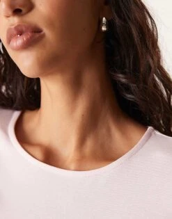 Gina Tricot Soft Touch Jersey Long Sleeve Top With Round Neck In Pink For Women -Curated Apparel Shop 207913683 3