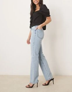 Gina Tricot Mid Rise Bootcut Flare Stretch Jeans In Light Wash Blue For Women -Curated Apparel Shop 207913718 3