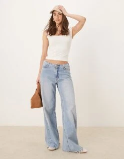 Gina Tricot Soft Touch Short Sleeve Low Scoop Neck Top In White For Women Off White -Curated Apparel Shop 207913767 4