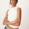 Gina Tricot Jersey Sleeveless Funnel Neck Top In Off White For Women -Curated Apparel Shop 207913775 1 offwhite