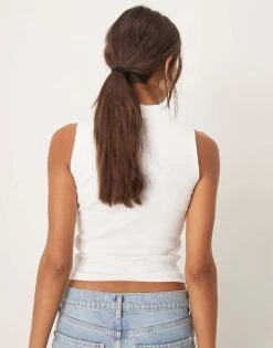 Gina Tricot Jersey Sleeveless Funnel Neck Top In Off White For Women -Curated Apparel Shop 207913775 4