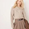 Gina Tricot Knitted Zip Through Bomber Jacket In Beige Melange For Women -Curated Apparel Shop 207913818 1 beigemelange