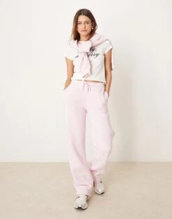 Gina Tricot Co-ord Loose Fit Straight Leg Joggers In Pink For Women -Curated Apparel Shop 207913825 1 pink 1