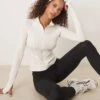 Gina Tricot Soft Touch Sports Seamless Zip Up Jacket In Off White For Women -Curated Apparel Shop 207913850 1 offwhite