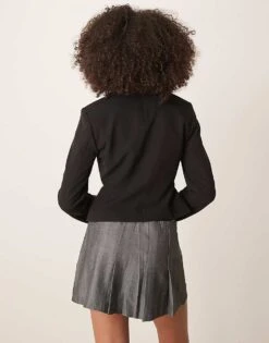 Gina Tricot Tailored Short Fitted Blazer With Tie Front Bow Detail In Black For Women -Curated Apparel Shop 207952362 4