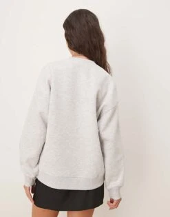 Gina Tricot Paris Logo Oversized Sweatshirt In Light Grey Melange For Women -Curated Apparel Shop 207952409 4