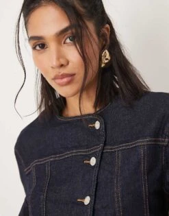 Gina Tricot Co-ord Strech Denim Jacket With Cinch Waist In Rinse Wash Indigo For Women -Curated Apparel Shop 207952479 4