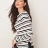 Gina Tricot Boatneck Ruched Top With Side Splits In Black Stripe For Women -Curated Apparel Shop 207952480 1 blackstripe