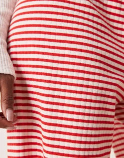 Gina Tricot Supersoft Jersey Wide Leg Trousers With Drawstring Waist In Red And White Stripes For Women Red Stripe -Curated Apparel Shop 207952510 4