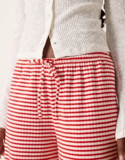 Gina Tricot Supersoft Jersey Wide Leg Trousers With Drawstring Waist In Red And White Stripes For Women Red Stripe -Curated Apparel Shop 207952510 5
