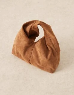 Gina Tricot Faux Suede Small Slouchy Tote Bag In Camel Brown For Women Copper Brown -Curated Apparel Shop 207952544 3