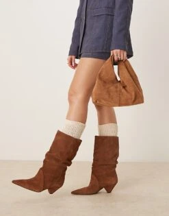 Gina Tricot Faux Suede Small Slouchy Tote Bag In Camel Brown For Women Copper Brown -Curated Apparel Shop 207952544 4