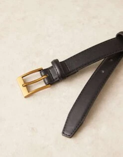 Gina Tricot Slim Gold Buckle Belt In Black For Women -Curated Apparel Shop 207952587 3