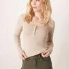 Gina Tricot Jersey Long Sleeve With Concealed Front Button Detail In Light Mole For Women Beige -Curated Apparel Shop 207952608 1 beige