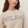Gina Tricot Milano Logo Oversized Sweatshirt In Light Beige For Women -Curated Apparel Shop 207952662 1 lightbeige