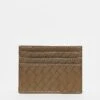 Gina Tricot Braided Weave Card Holder In Light Khaki Green For Women