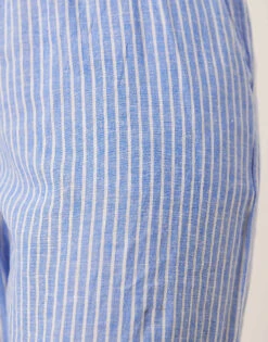 Gina Tricot Wide Leg Linen Blend Trousers With Drawstring Waist In Blue And White Stripes For Women Navy Stripe -Curated Apparel Shop 207952683 4