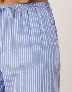 Gina Tricot Wide Leg Linen Blend Trousers With Drawstring Waist In Blue And White Stripes For Women Navy Stripe -Curated Apparel Shop 207952683 5