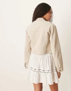 Gina Tricot Faux Suede Short Jacket In Light Beige For Women Brown -Curated Apparel Shop 207952687 4