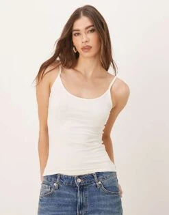 Gina Tricot Jersey Strappy Cami Top In Cream For Women -Curated Apparel Shop 207952689 1 cream 1