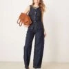 Gina Tricot Sleeveless Sculpted Denim Waistcoat In Indigo Darkwash Blue Rinse For Women